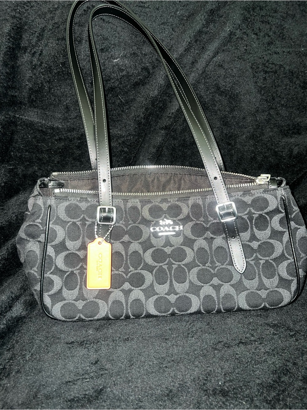 Coach Denim Black Asher Shoulder Bag